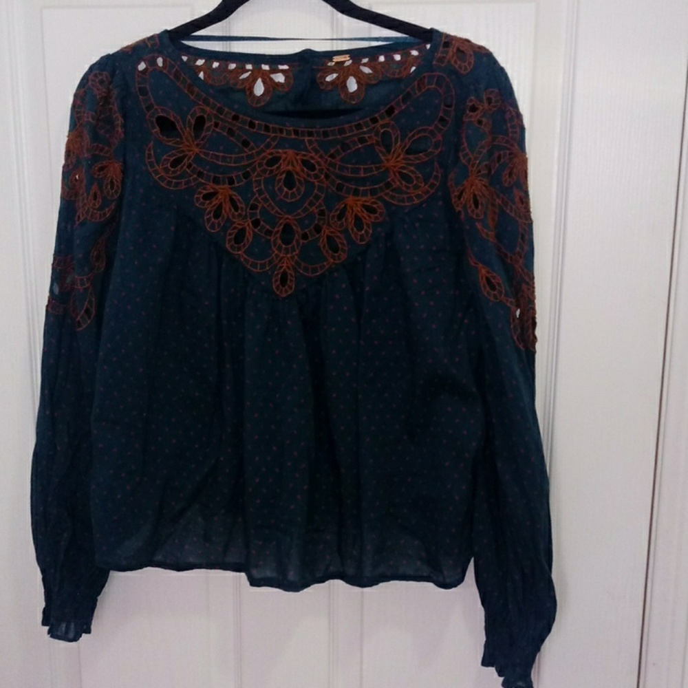 Free People forest green bohemian top